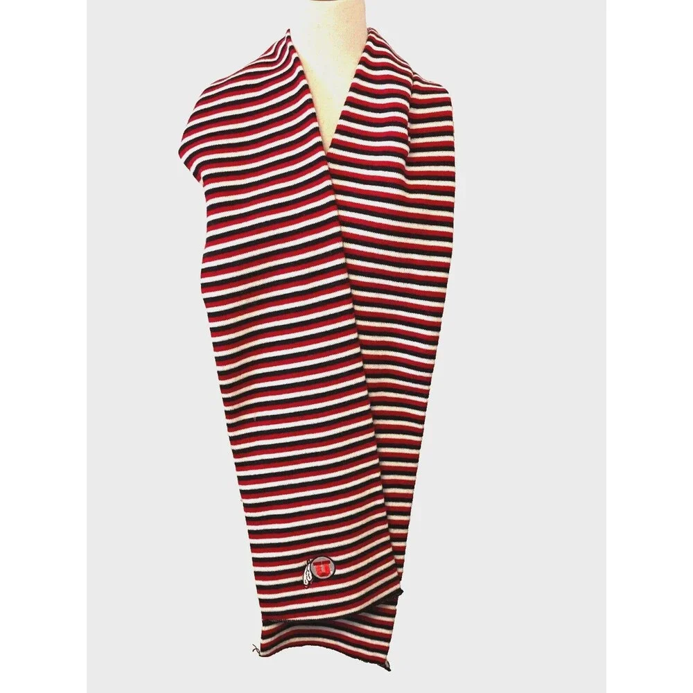 Vtg University of Utah UTES LogoFit Striped Winter Scarf USA Made Red White Blac